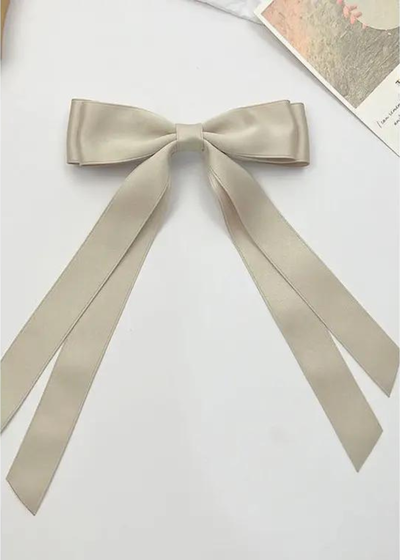 Zaria Beige Double Ribbon Bow