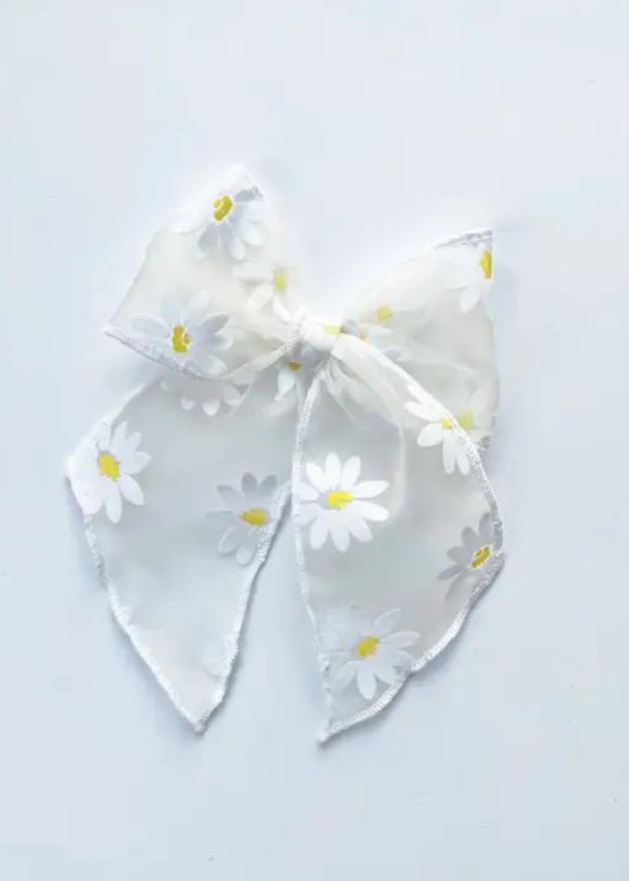 Elle White Sheer Daisy Bow