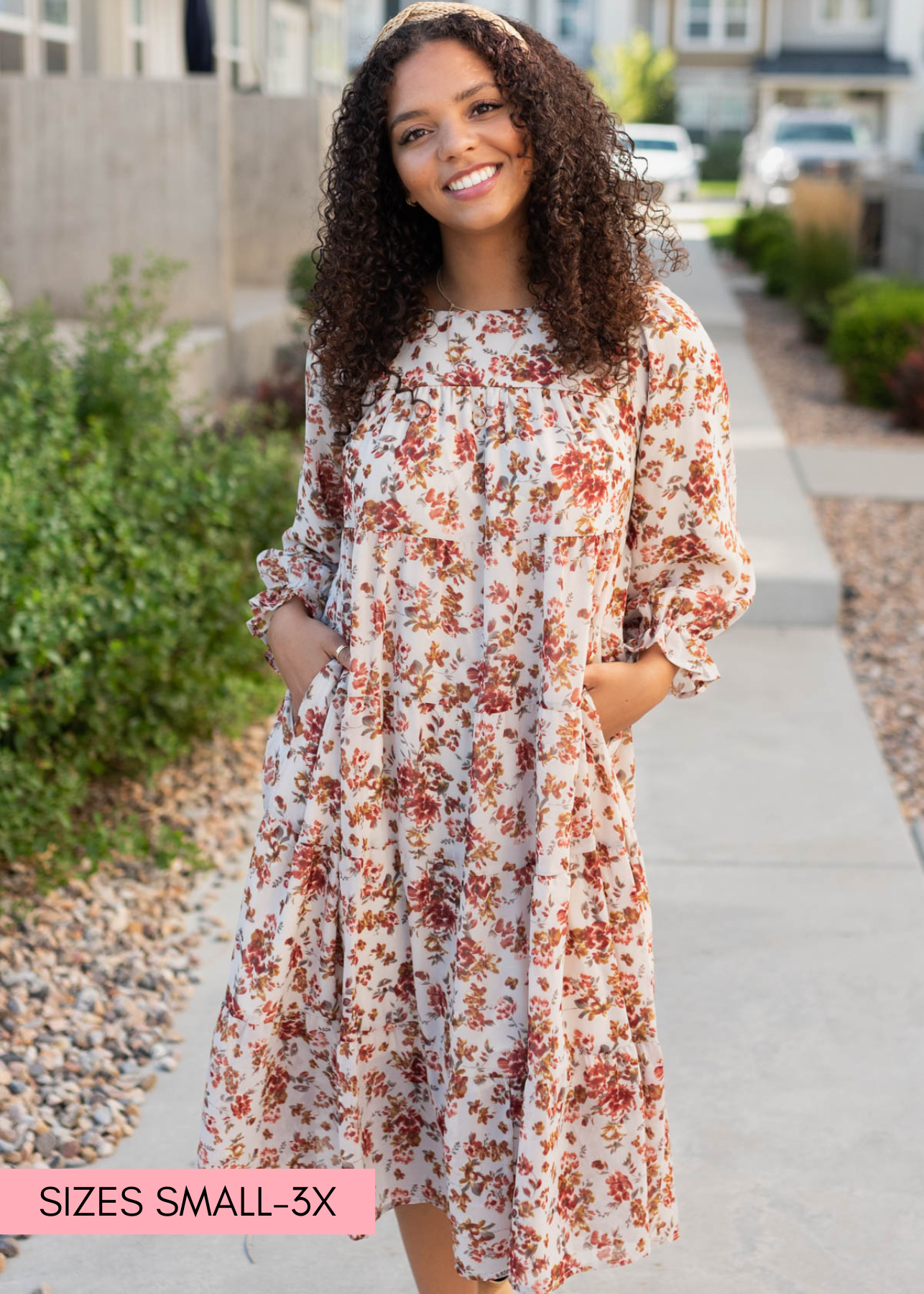 Teresa Cream Floral Tiered Dress