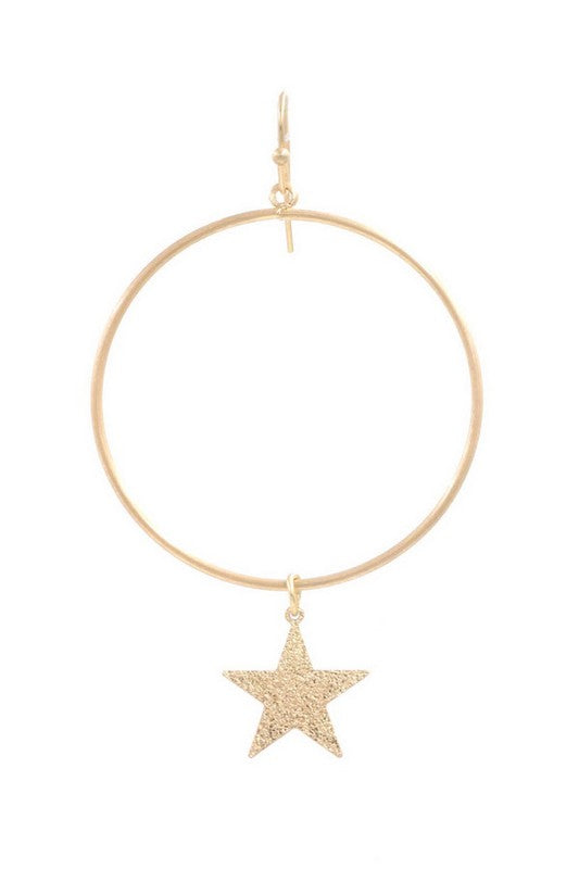 You're A Star Gold Drop Hoop Earrings