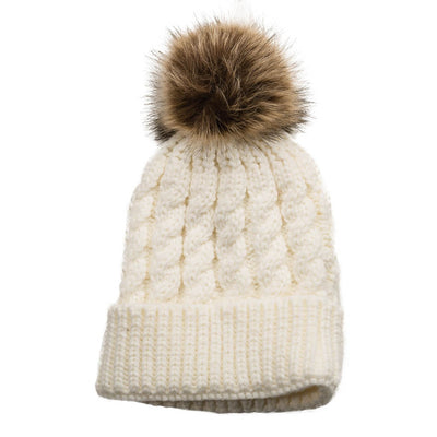 Emmie Cream Knit Pom Pom Beanie