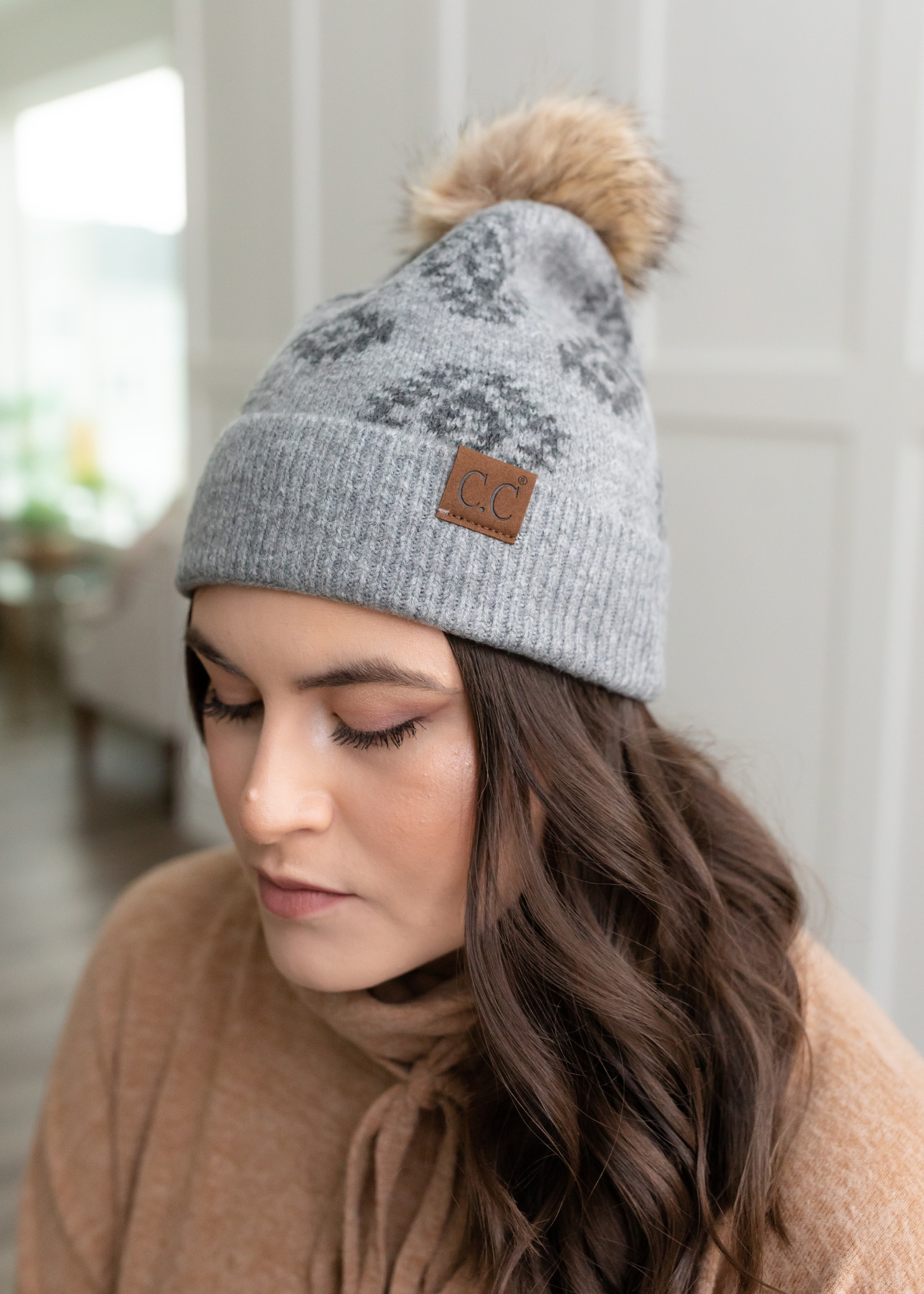 Yael Grey Aztec Beanie