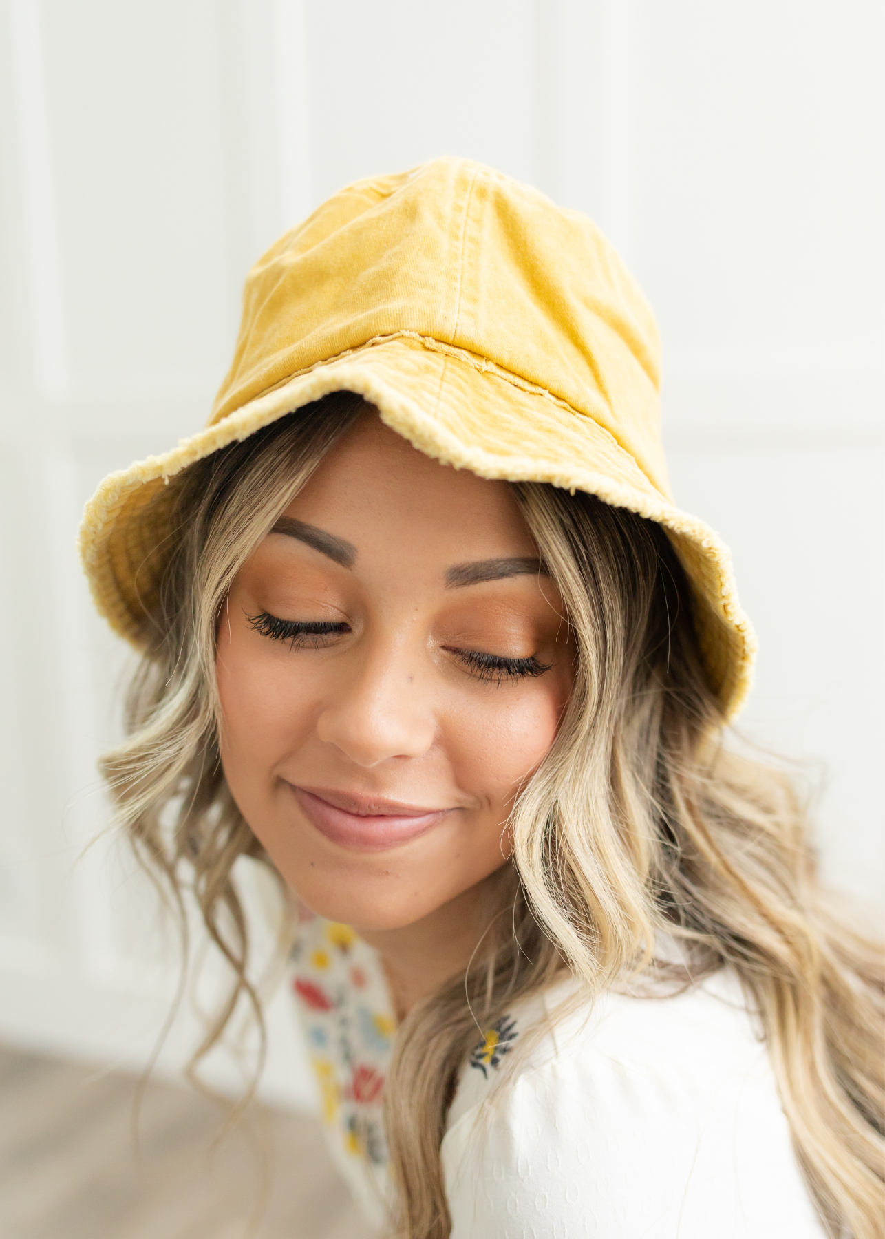 Dakota Yellow Distressed Bucket Hat