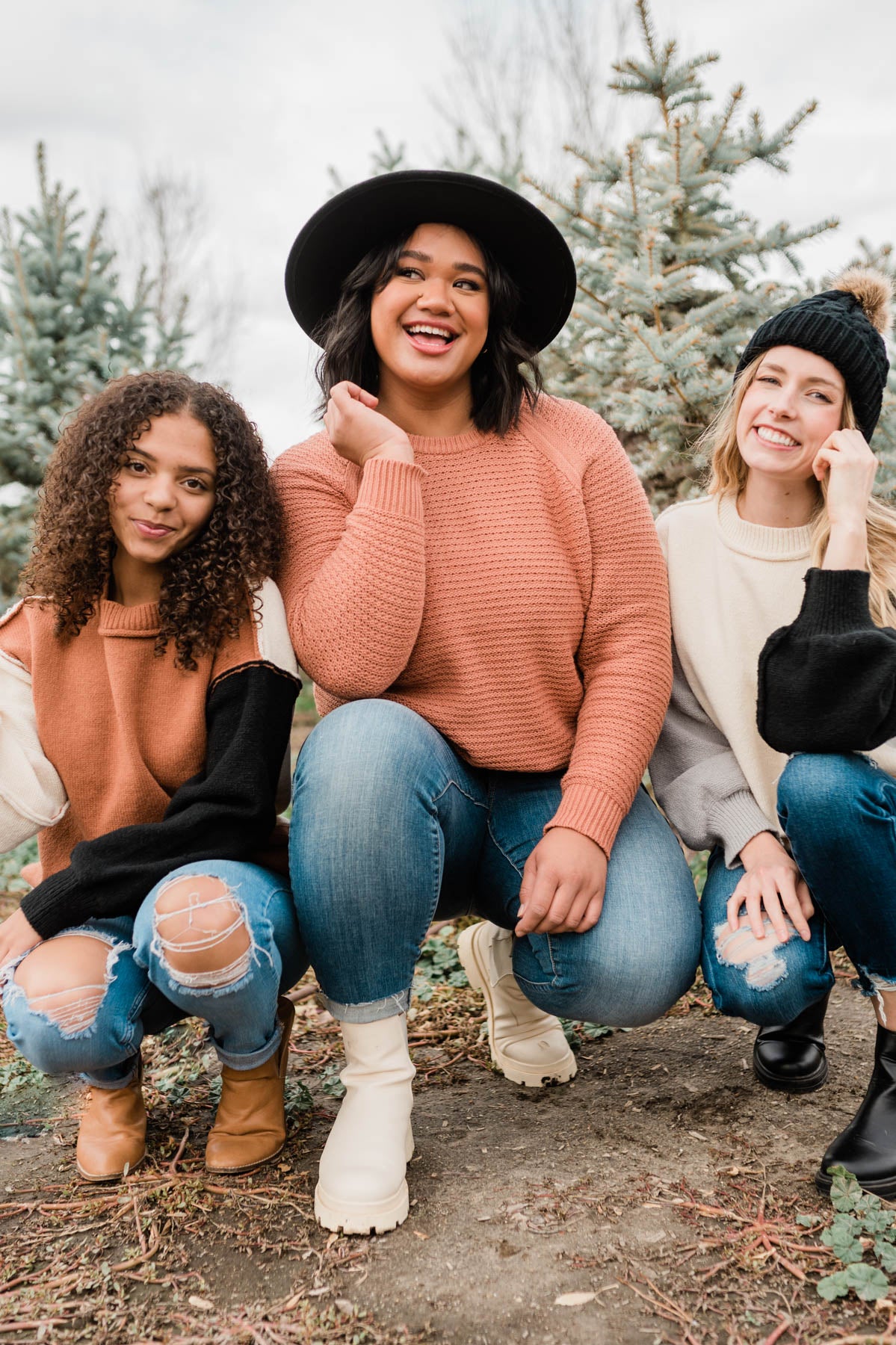 Emmie Black Knit Pom Pom Beanie