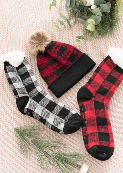 Francie Red Buffalo Plaid Beanie