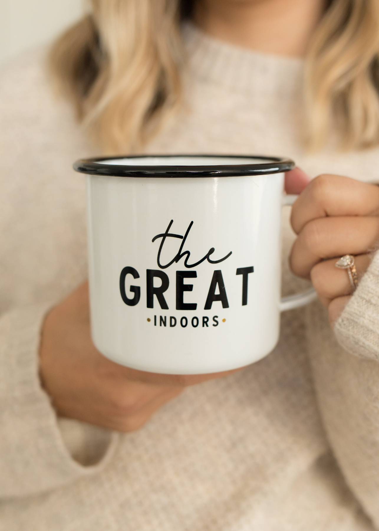 The Great Indoors White Enamel Mug