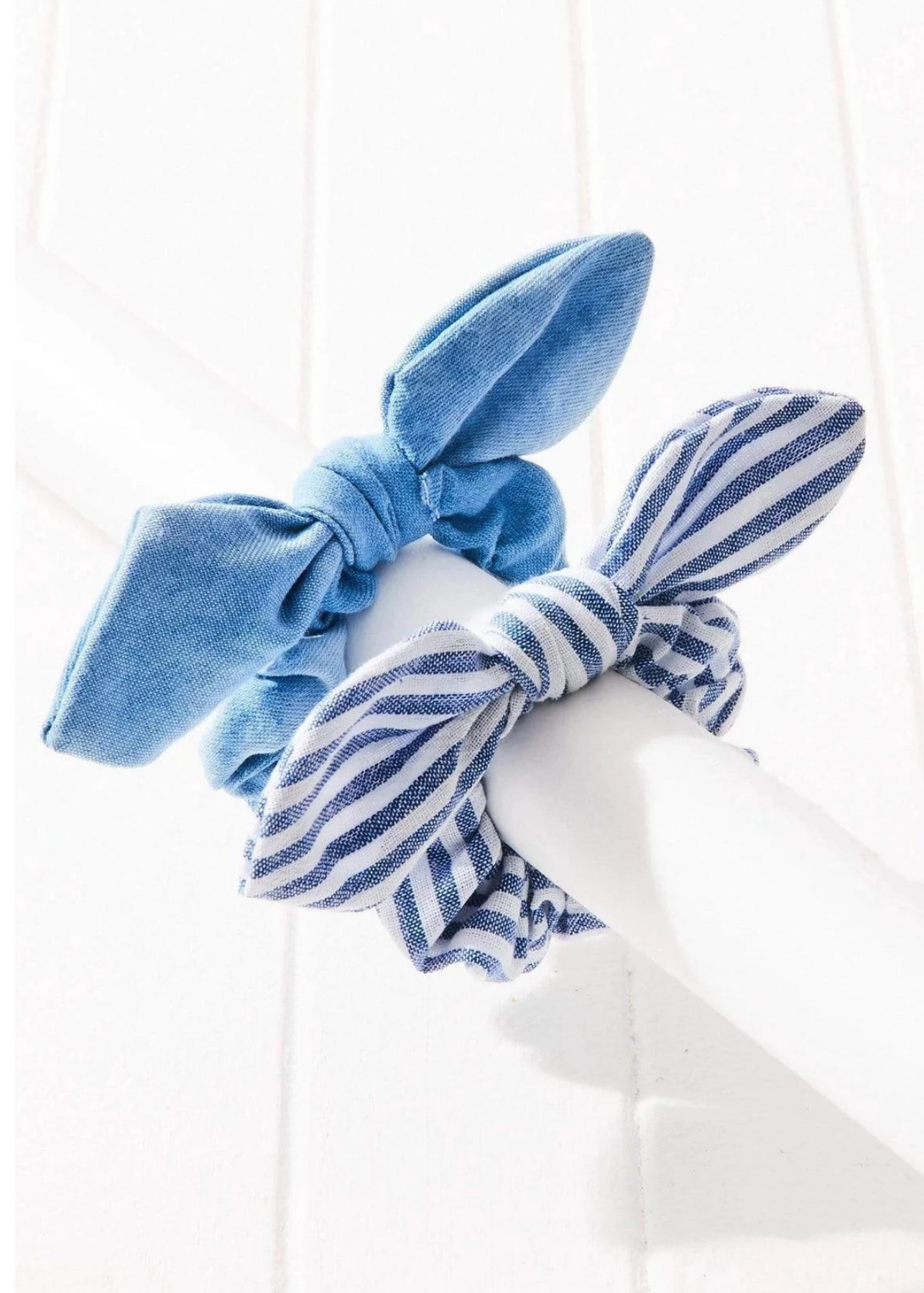 Melbourne 2pc Denim Bow Scrunchie Set