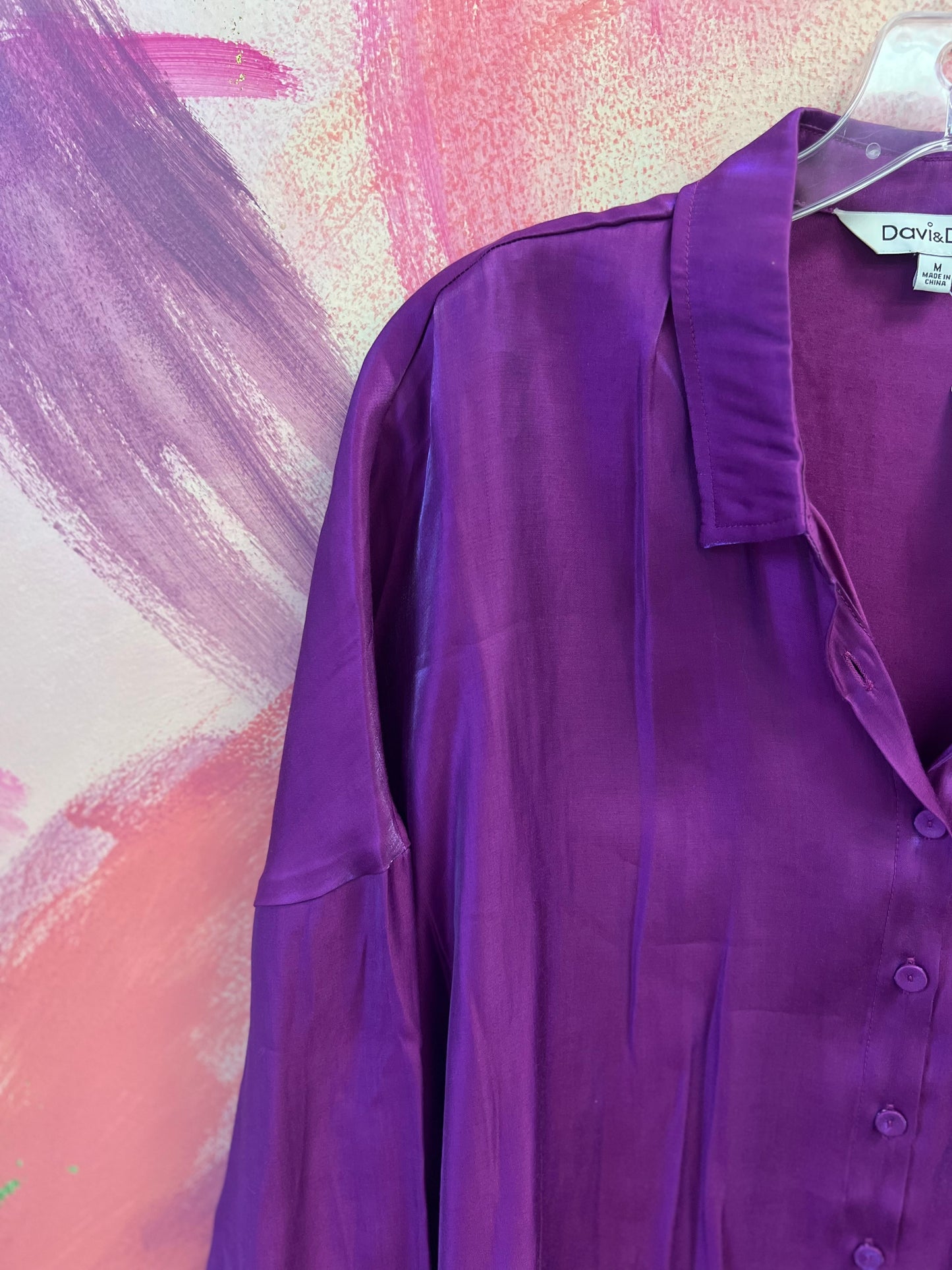 (MEDIUM) Purple Satin Top