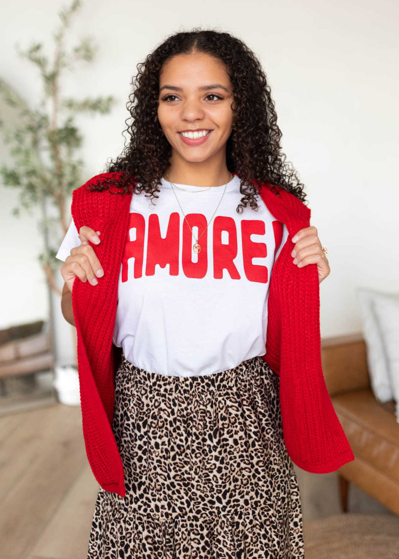 Red knit sweater vest with side pockets