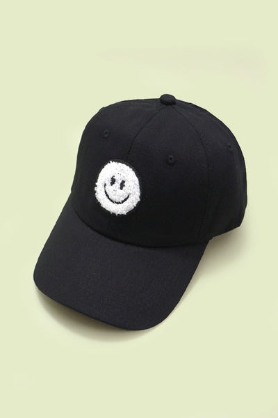 Reece Black Sherpa Happy Face Hat