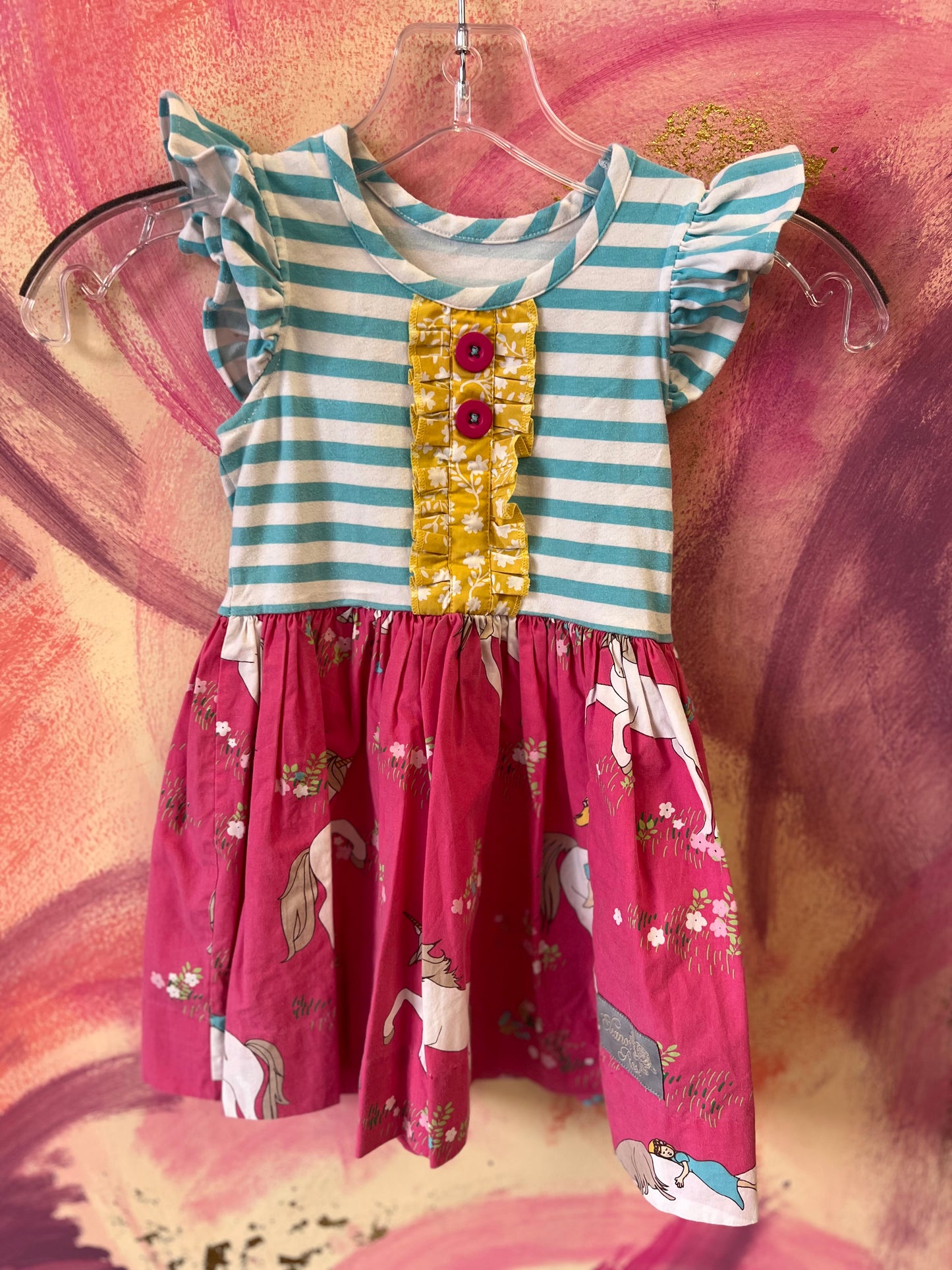 (Size 3-4) Pink Unicorn Dress