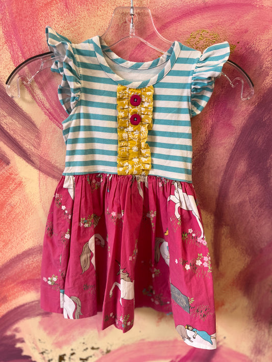(Size 3-4) Pink Unicorn Dress