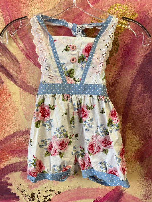(Size 4-5) White Floral Romper