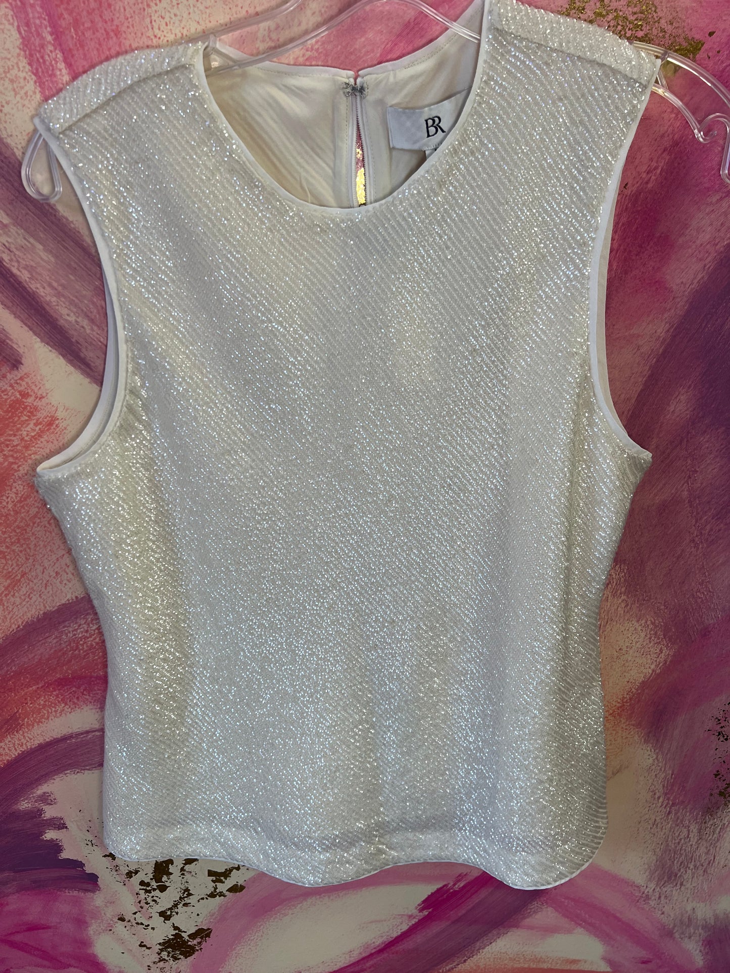 (Medium) Cream Sparkle Tank Top