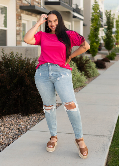 Dark fuchsia top