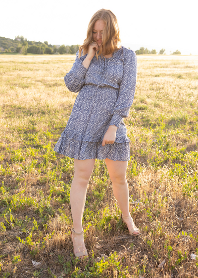 Blue leopard dress