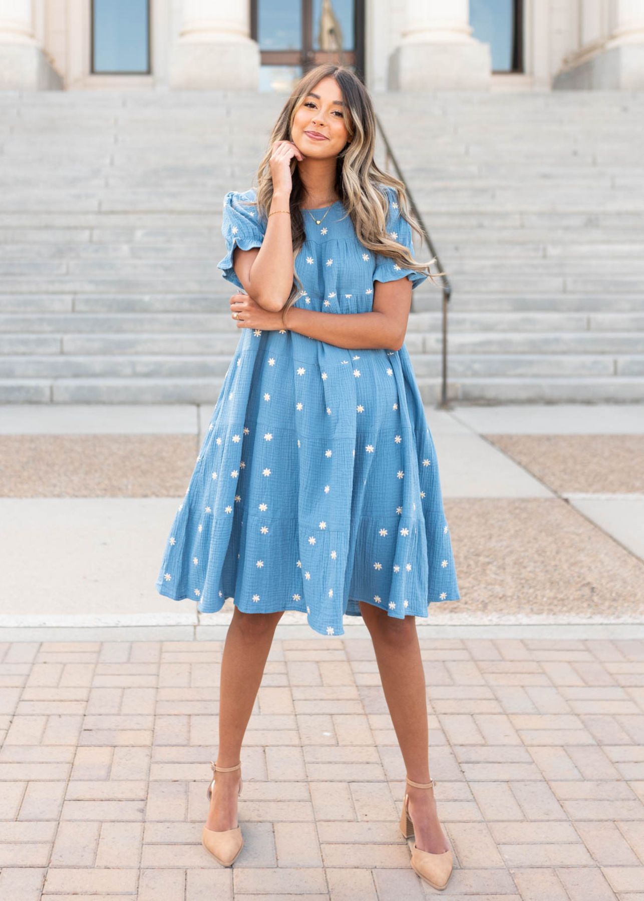 Blue floral dot dress