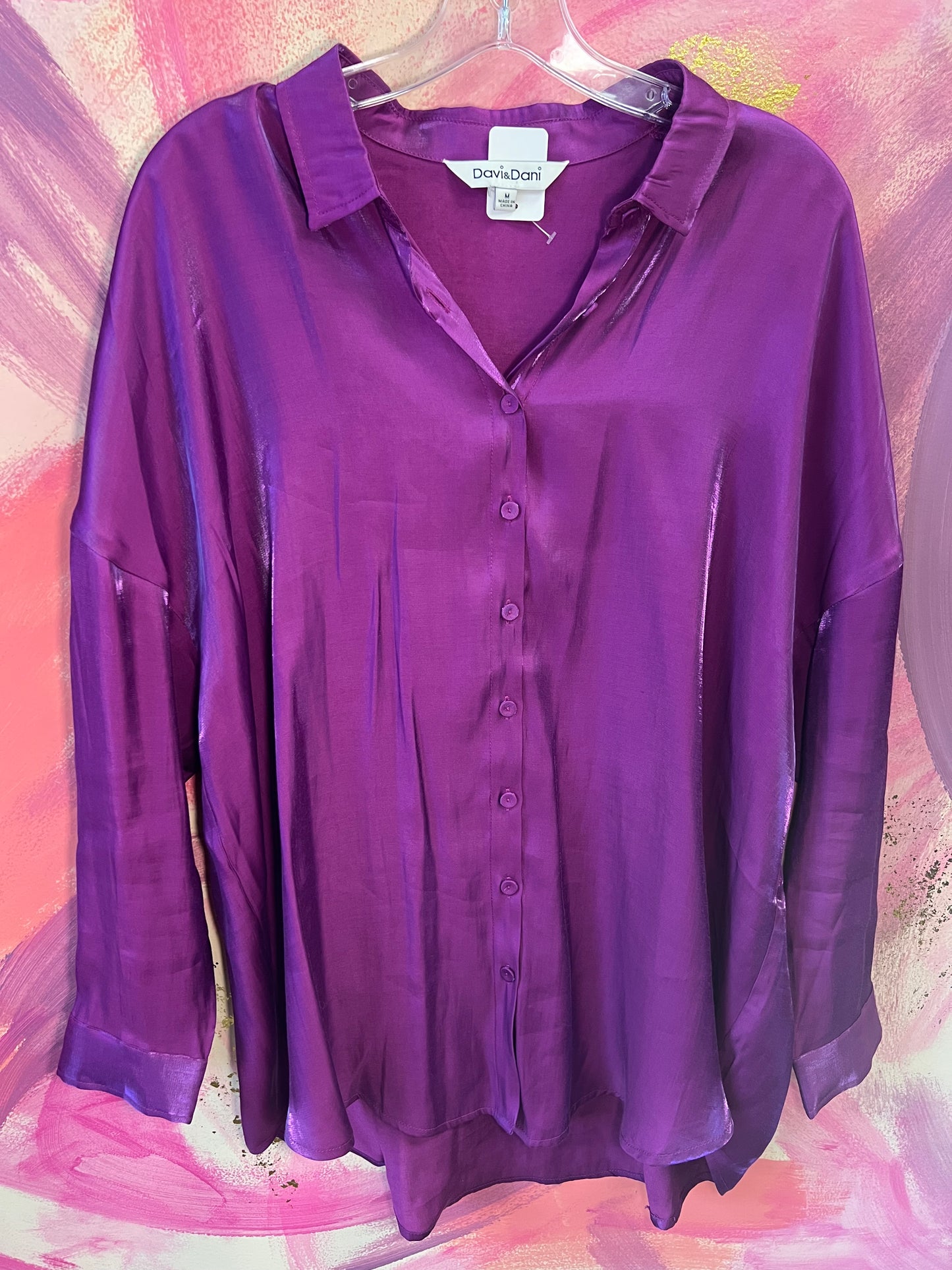 (Medium) Purple Button Down Blouse