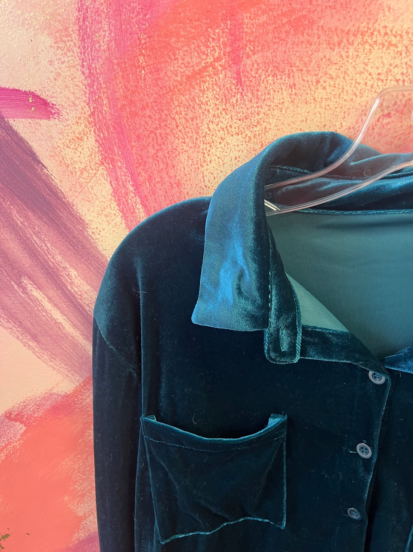 (XL) Velvet Button Blouse