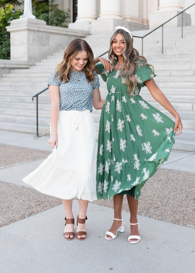 Jacie Emerald Green Embroidered Dress