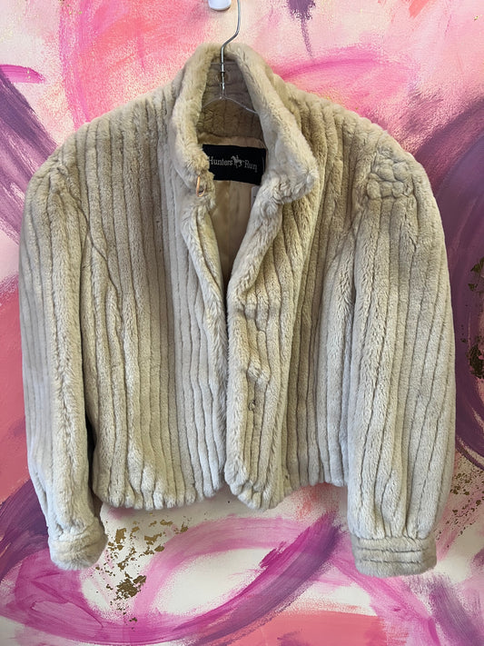(SMALL) Vintage Faux Fur Crop Jacket