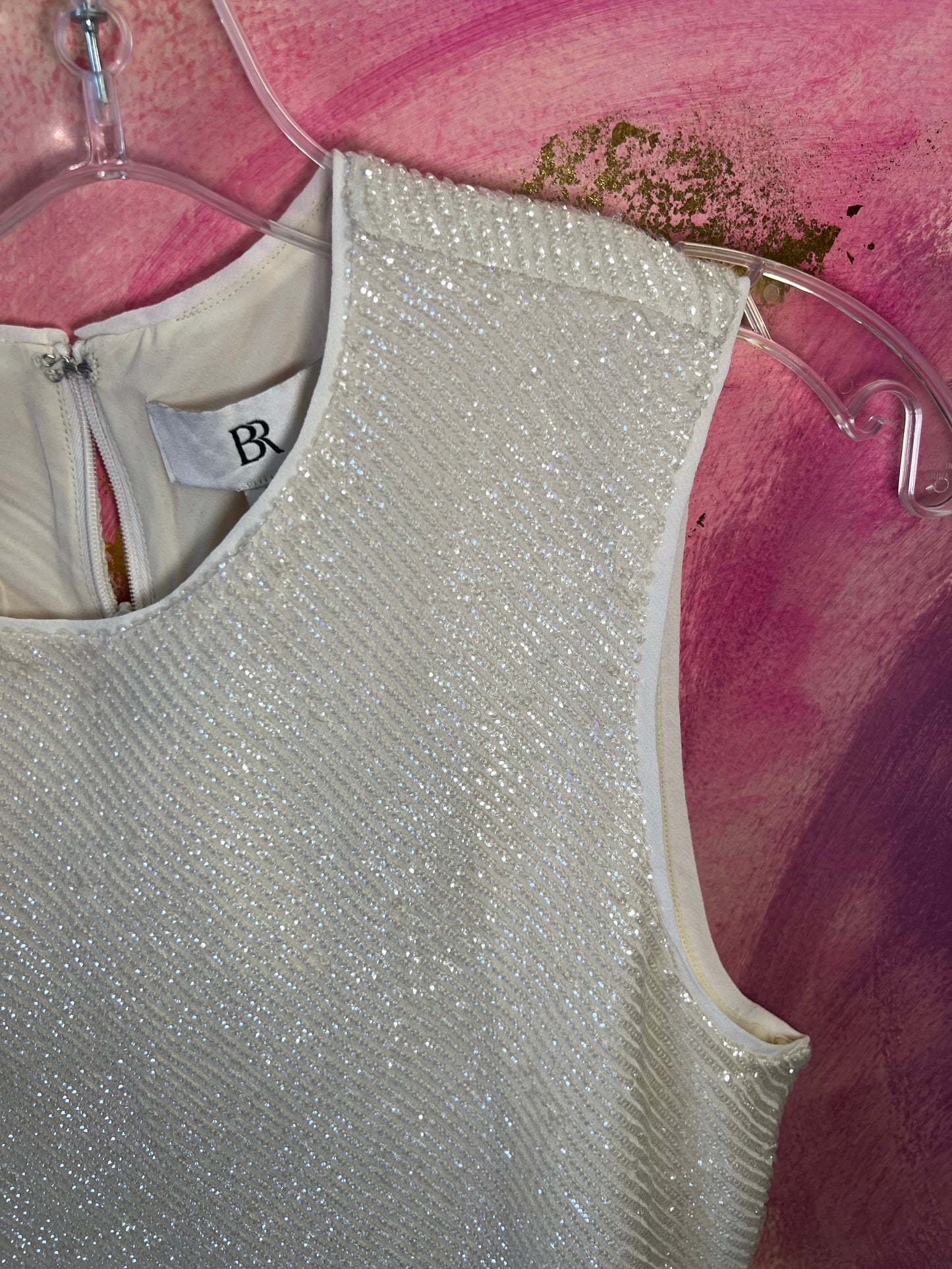 (Medium) Cream Sparkle Tank Top