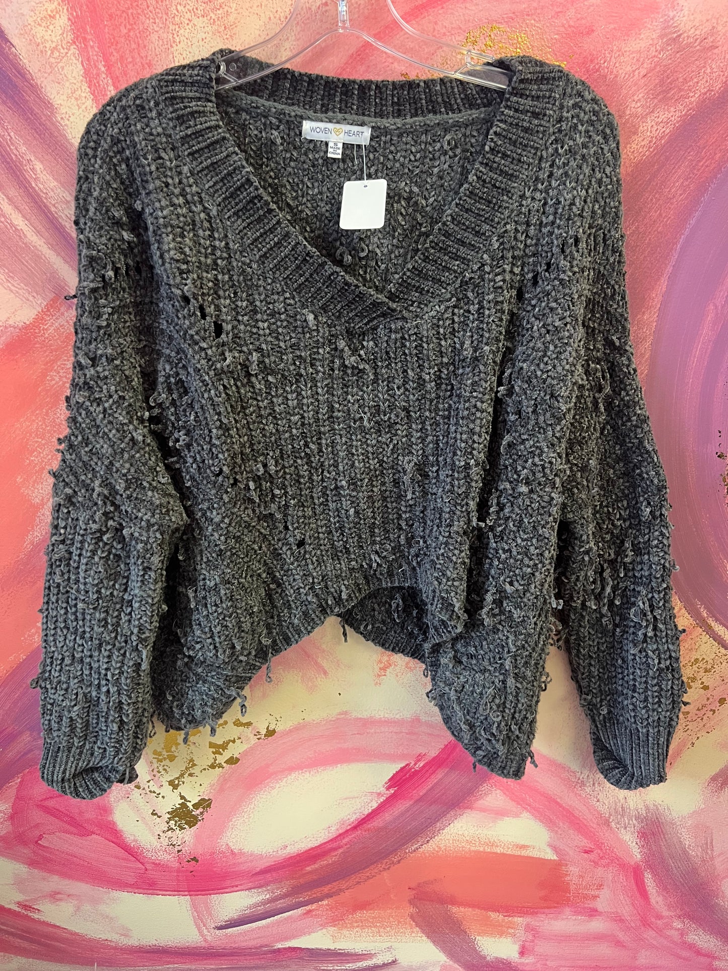 (SMALL) Distressed Slouchy Sweater