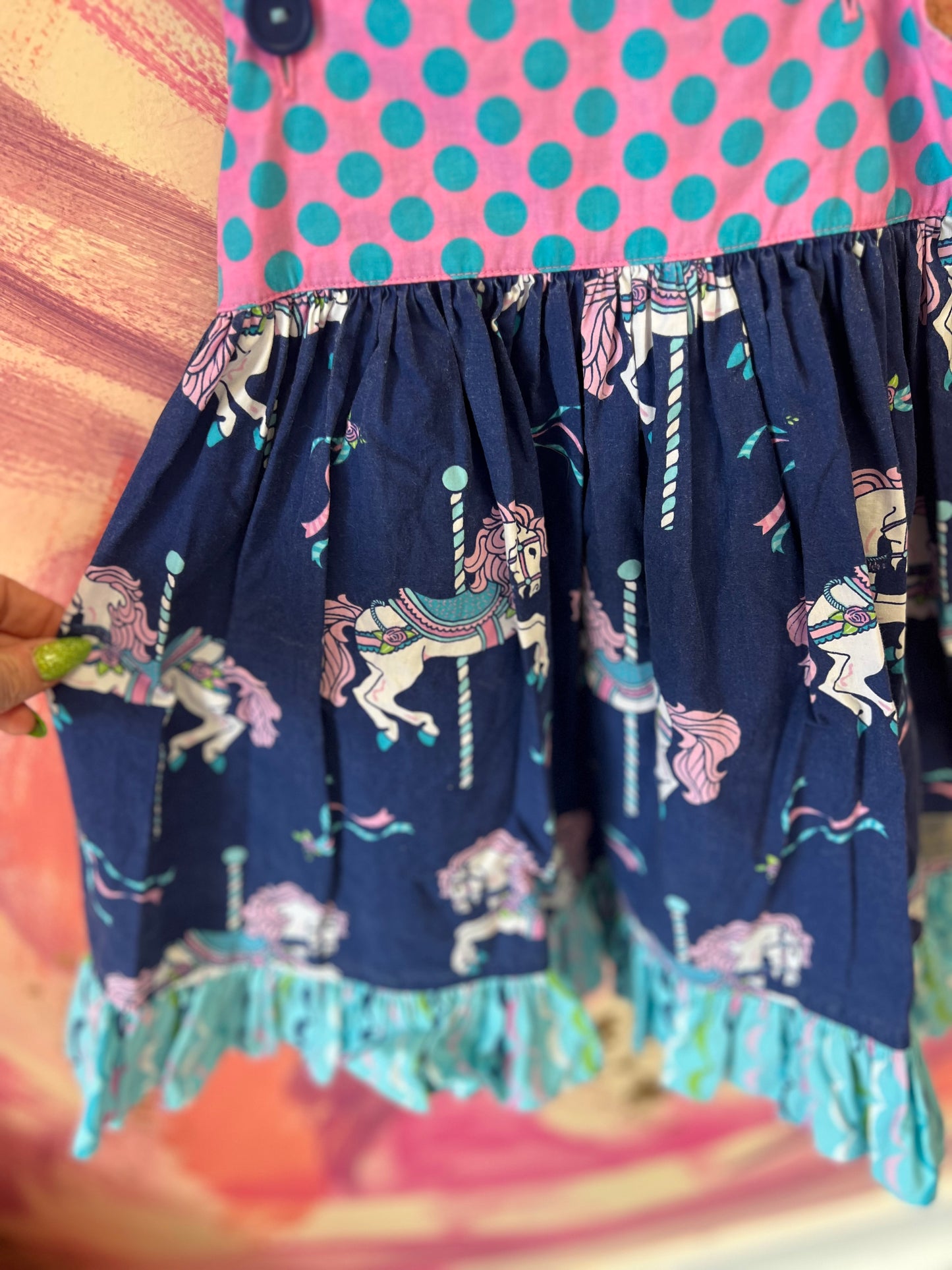 (Size 4-5) Eleanor Rose Blue and Pink Dress