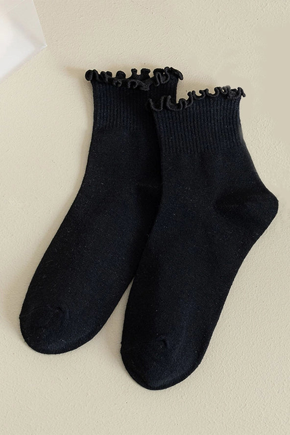 Journee Black Ruffle Socks