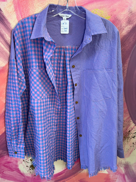 (Small) Purple Gingham Button Down