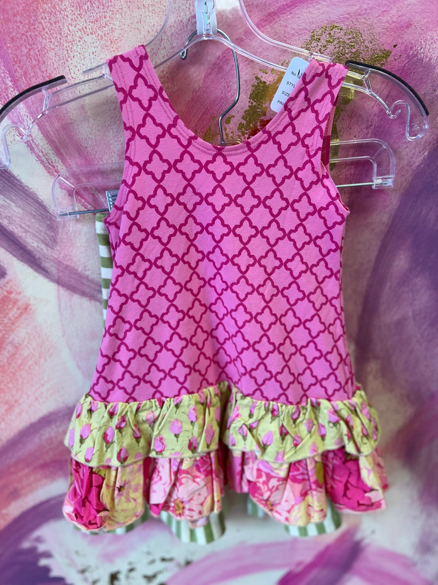 (Size 6) Giggle Moon Pink and Green Set