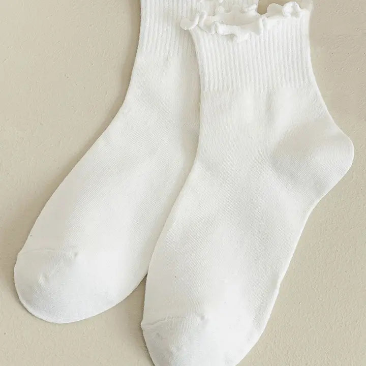 Journee White Ruffle Socks