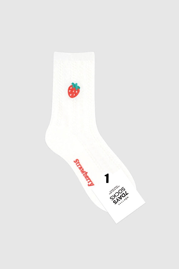 White Strawberry Socks