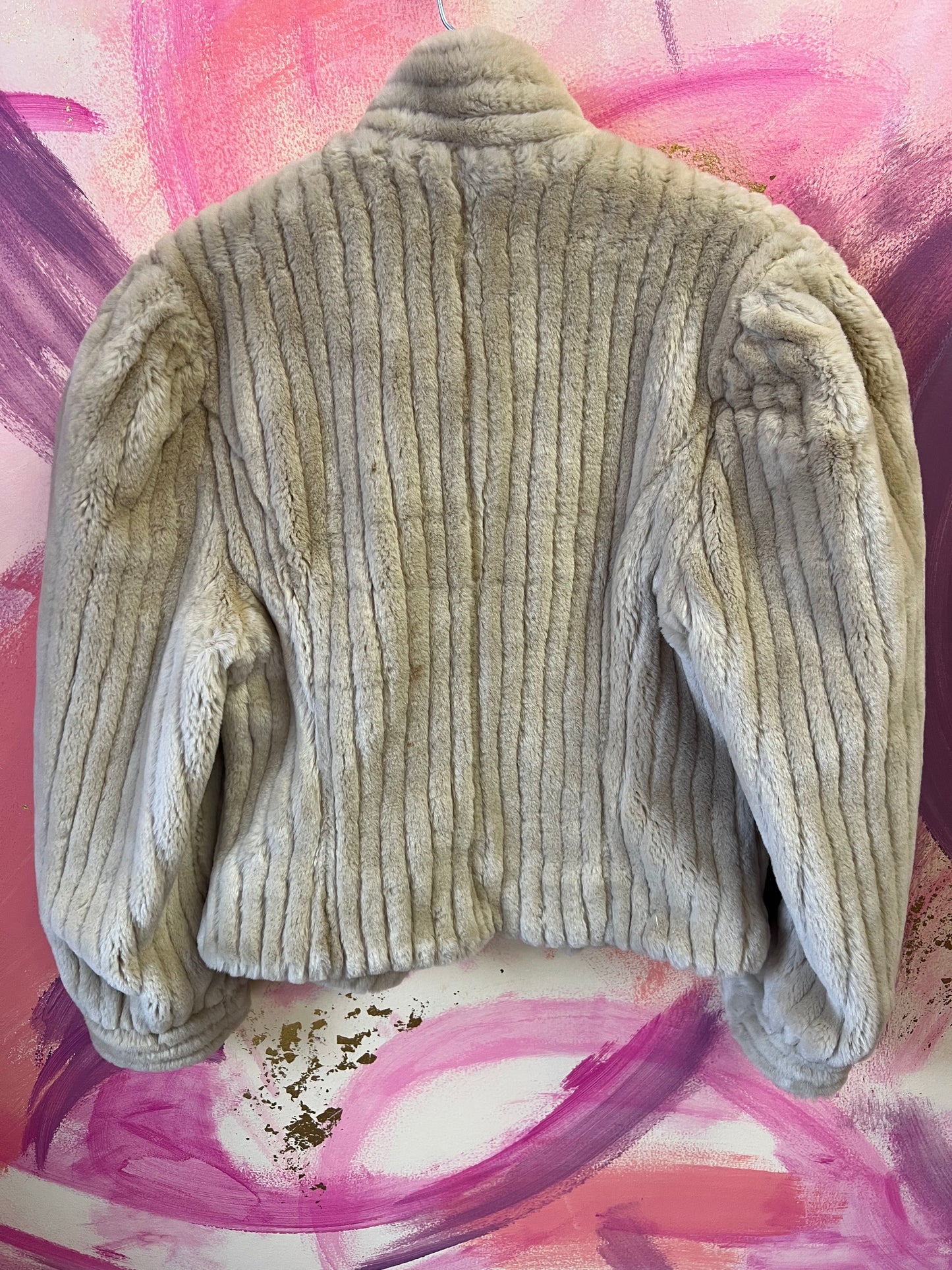 (SMALL) Vintage Faux Fur Crop Jacket