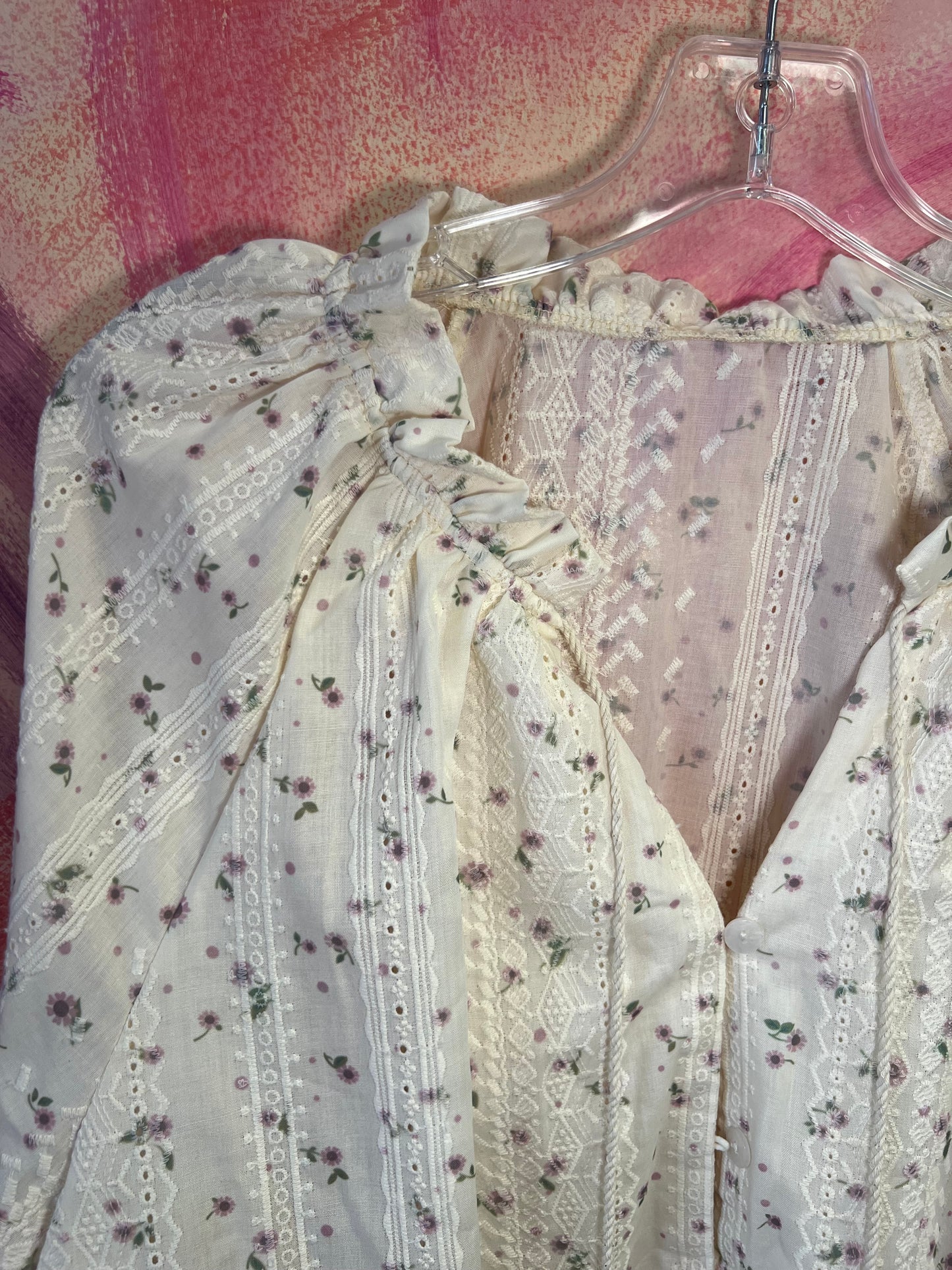 (1XL) Cream Floral Top