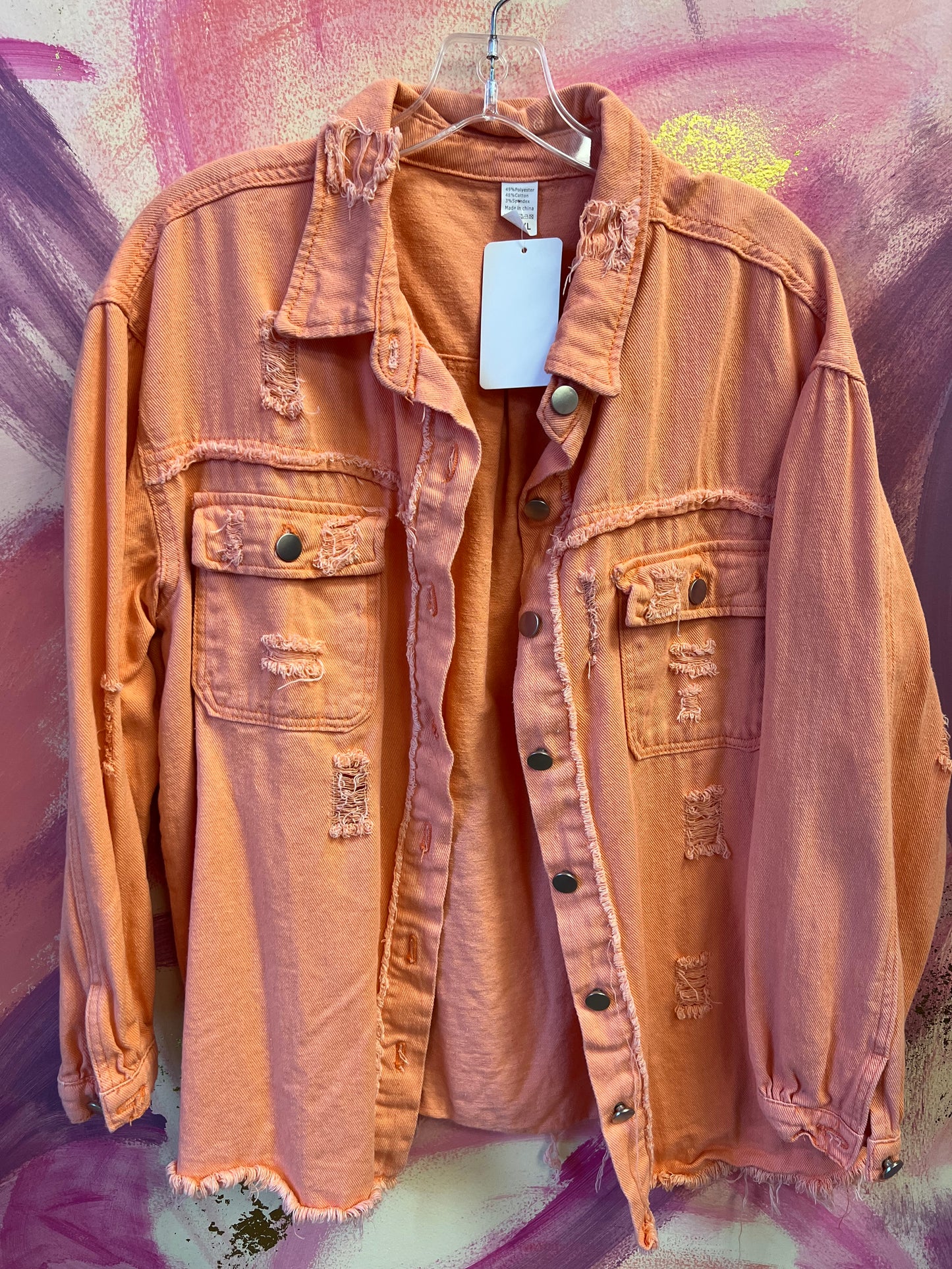 (1XL) Coral Denim Jacket