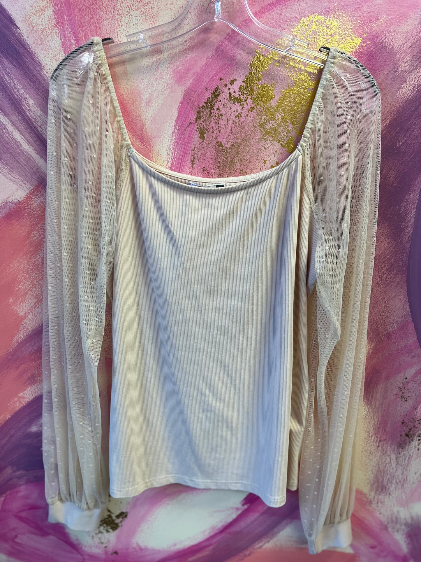 (XL) NWT Sheer Sleeve Top