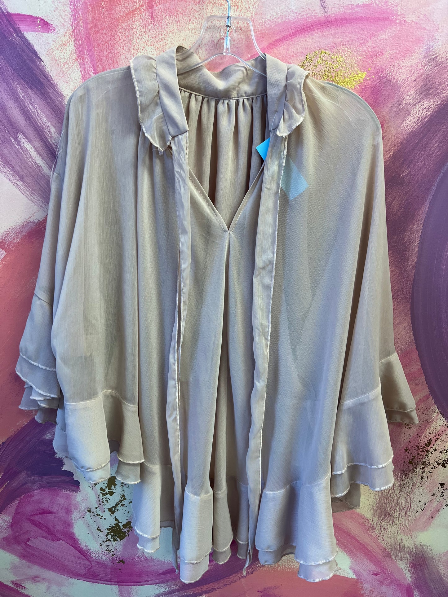 (XL) Long Sleeve Sheer Top