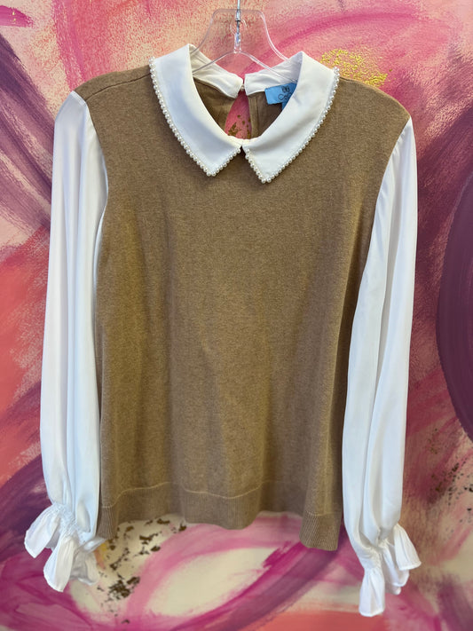 (LARGE) Pearl Collar Top