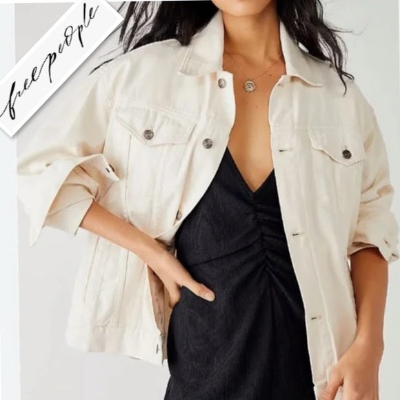 (LARGE) Free People Off white Denim Jacket