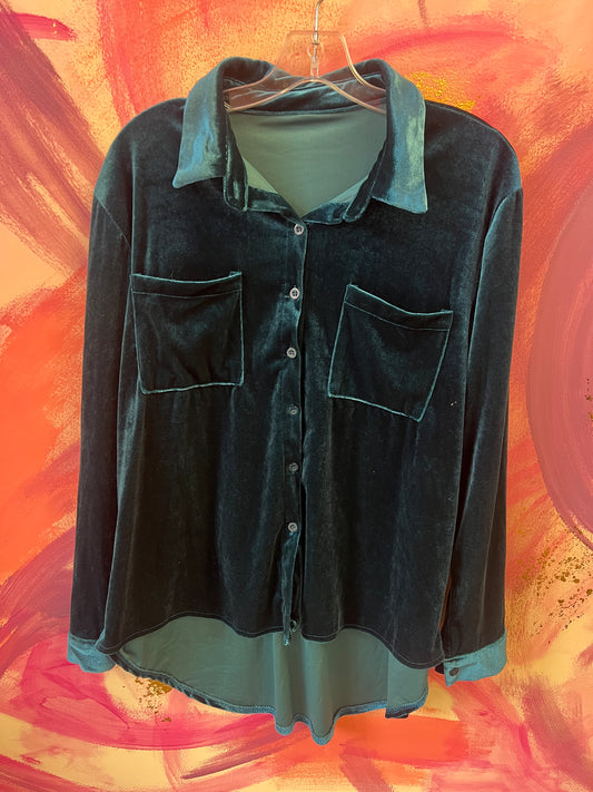 (XL) Velvet Button Blouse