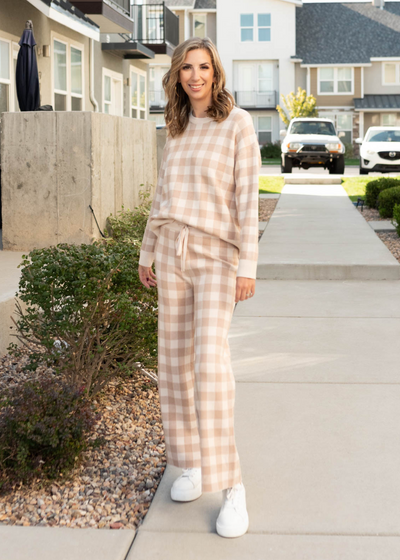 Long sleeve gingham sweater