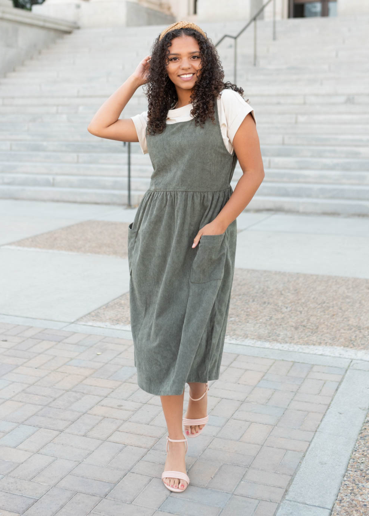 Olive corduroy dress