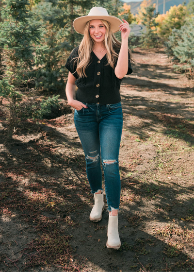 Black knit cardigan