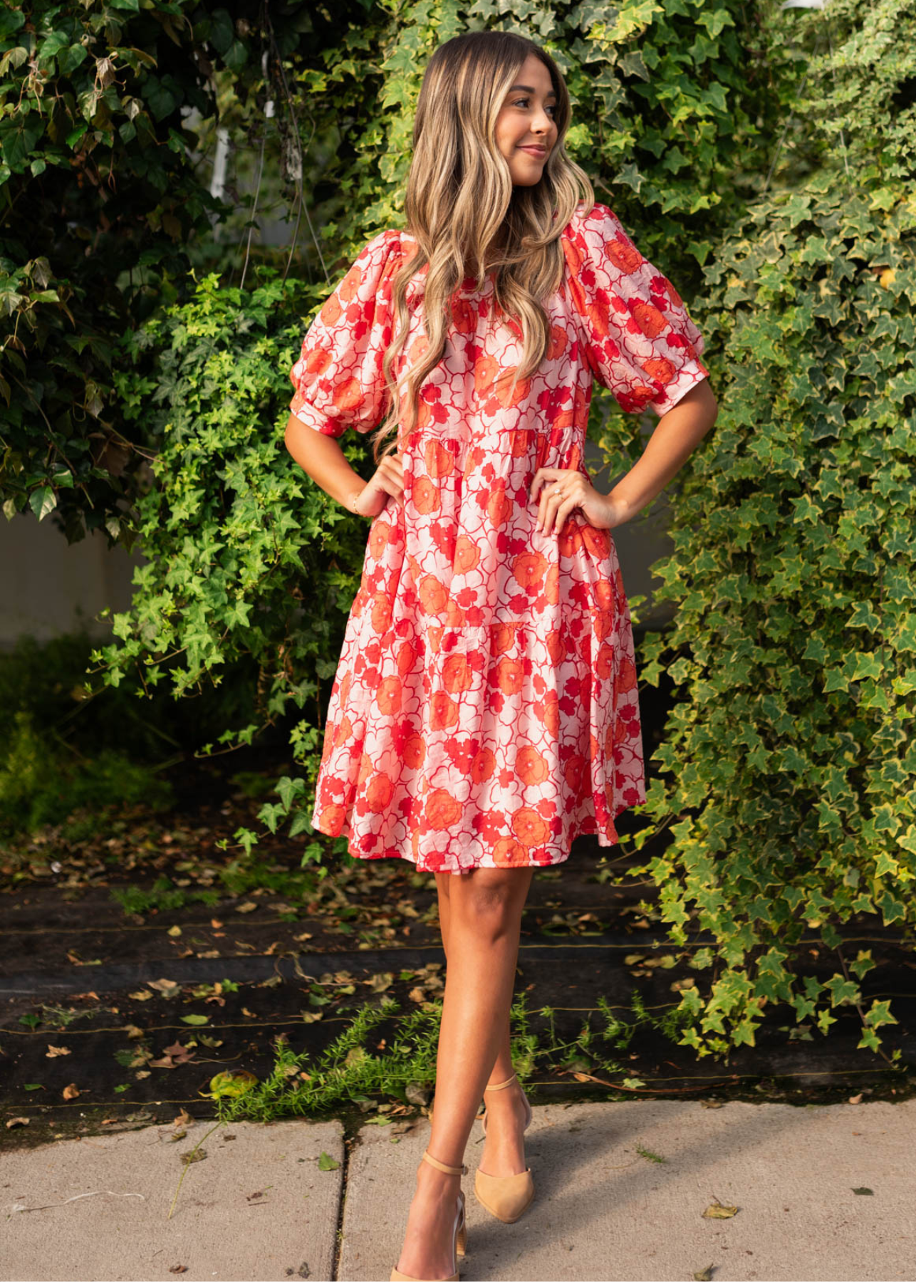 Pink floral dress