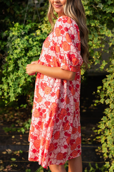 Side view of the pink floral dress