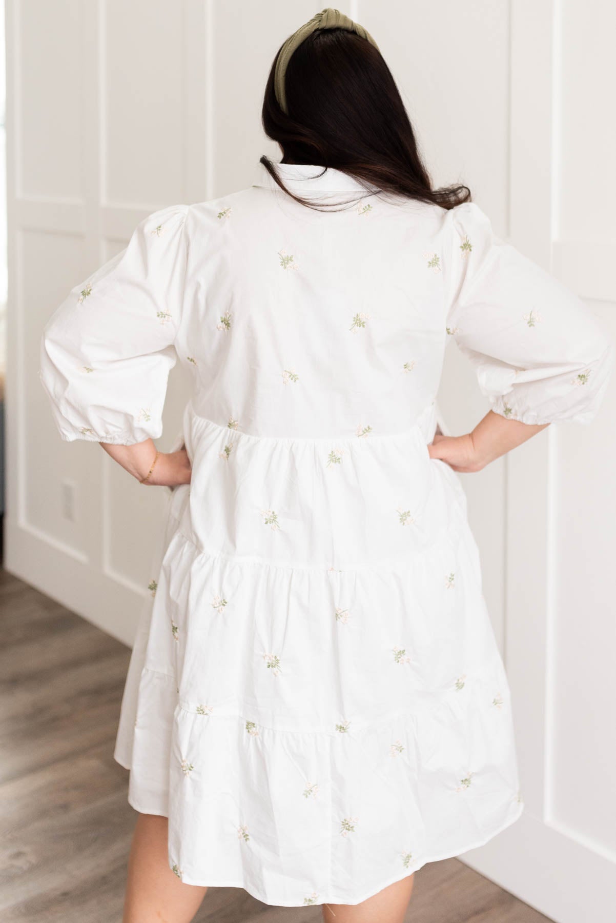 Amaya Ivory Embroidered Button Down Dress