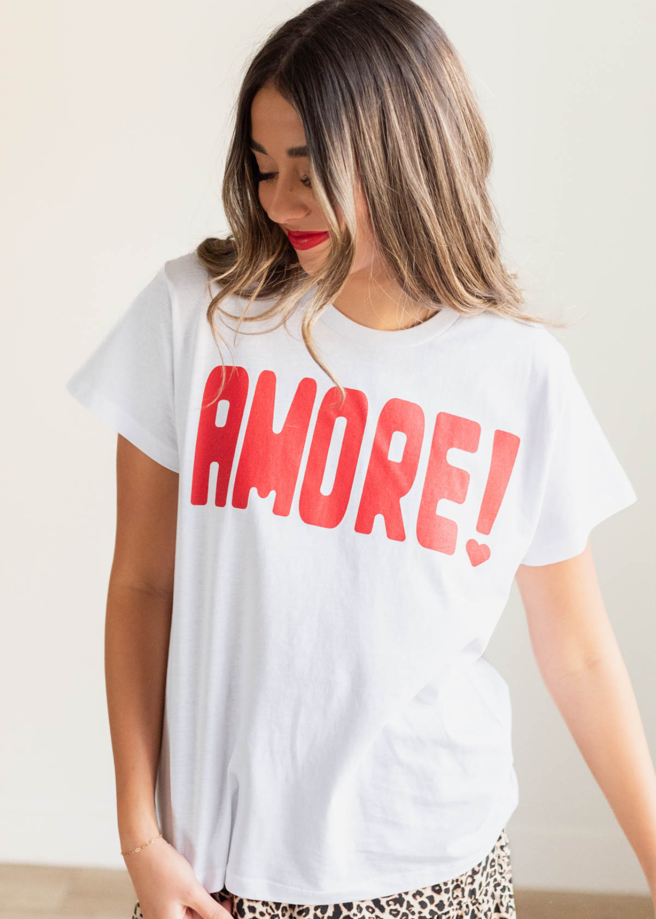 Red Amore! White graphic tee