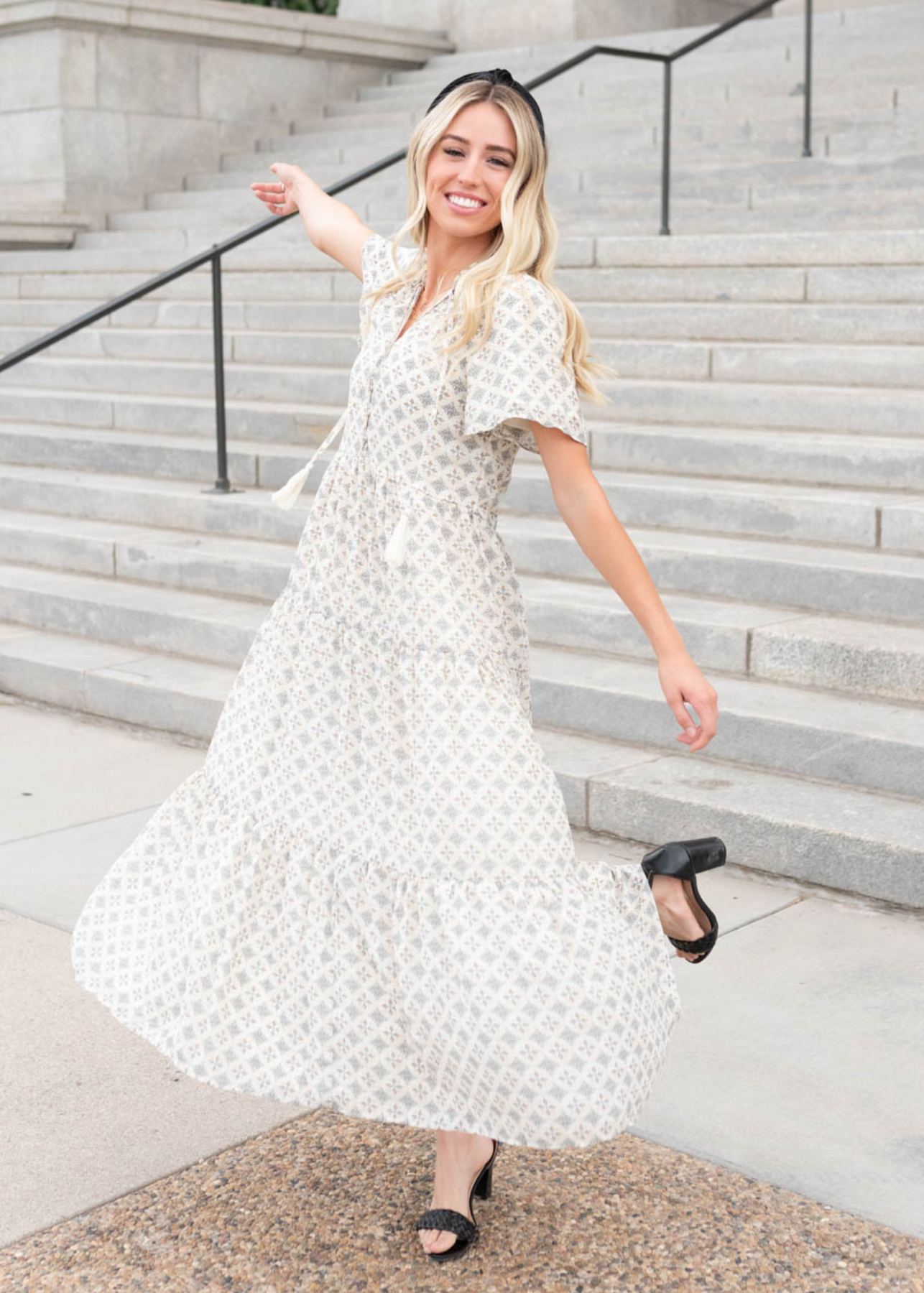 Cream Pattern Dress