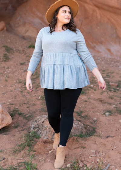 Plus size heather grey top